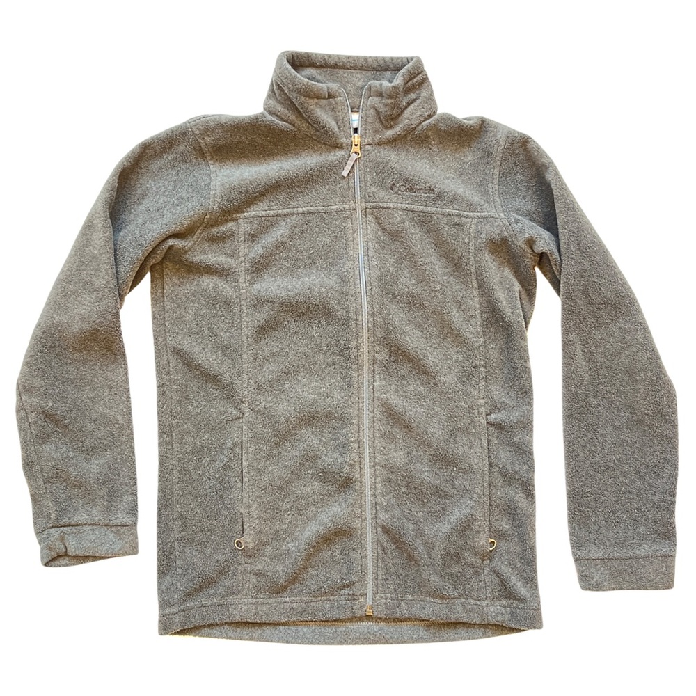 Columbia Fleece Zip Up Jacket Pockets Gray L